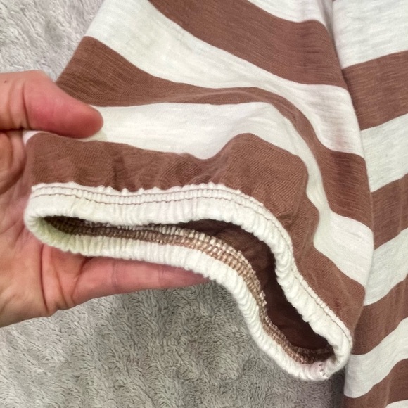 Pact Organic Cotton Striped Brown Ivory Top Sz M Short Sleeve Ecofriendly - Picture 4 of 13